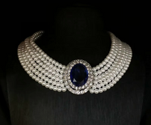 Load image into Gallery viewer, Diana's sapphire pearl choker