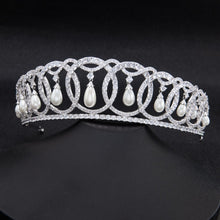 Load image into Gallery viewer, Vladimir tiara replica with pearls (platinum plated)