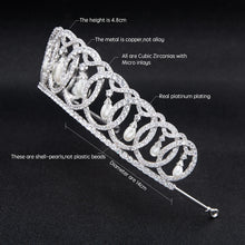 Load image into Gallery viewer, Vladimir tiara replica with pearls (platinum plated)