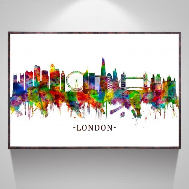 Rainbow paint London canvas print